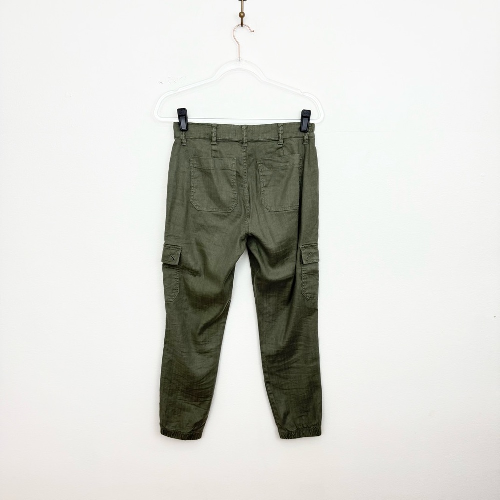 Evereve Tessa Utility Cargo Jogger Pants Linen Blend Olive Green 27 - Picture 6 of 6